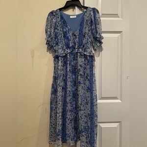 LC Lauren Conrad Blue Floral Maxi Dress